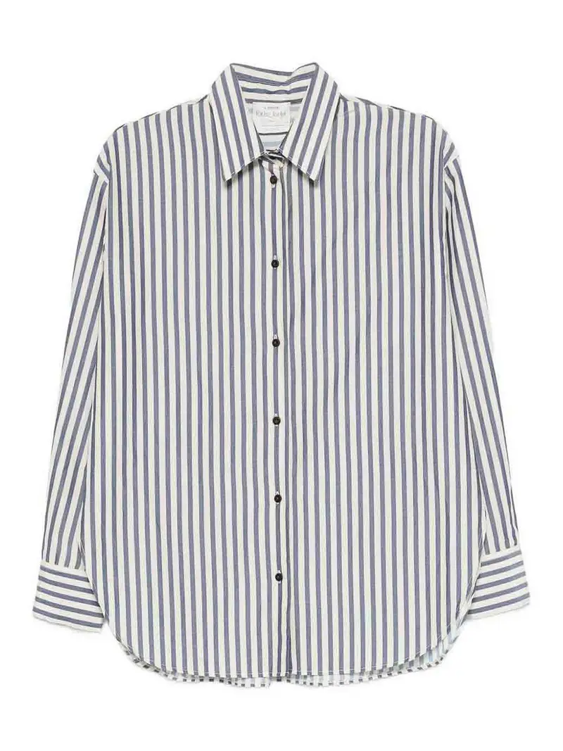 Camicia in misto cotone a righe Blu