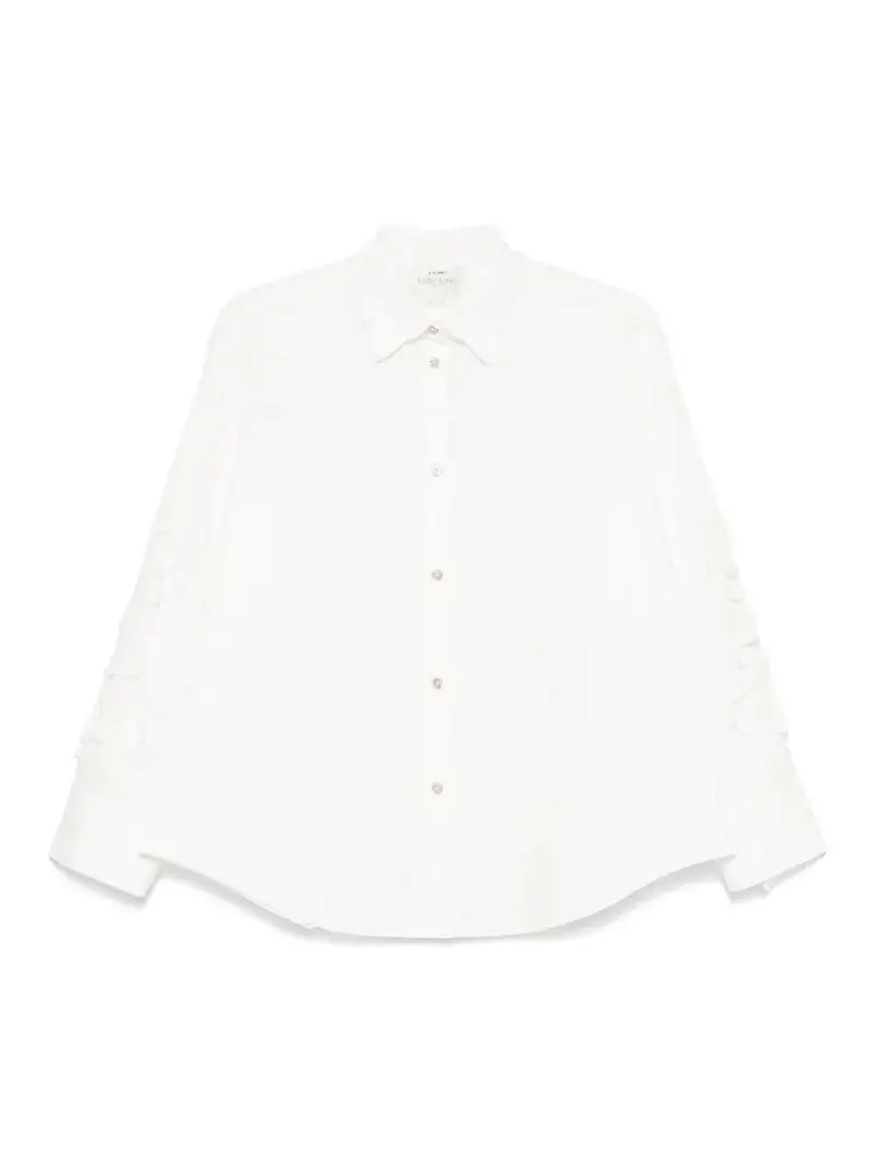 Camicia poplin di cotone ricamato Bianco
