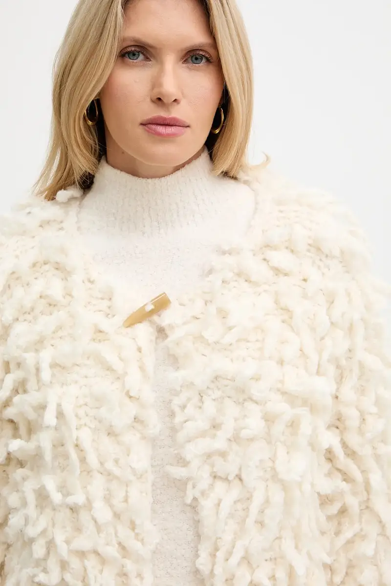 cardigan con lana colore beige 14452.mycoat miniatura 4