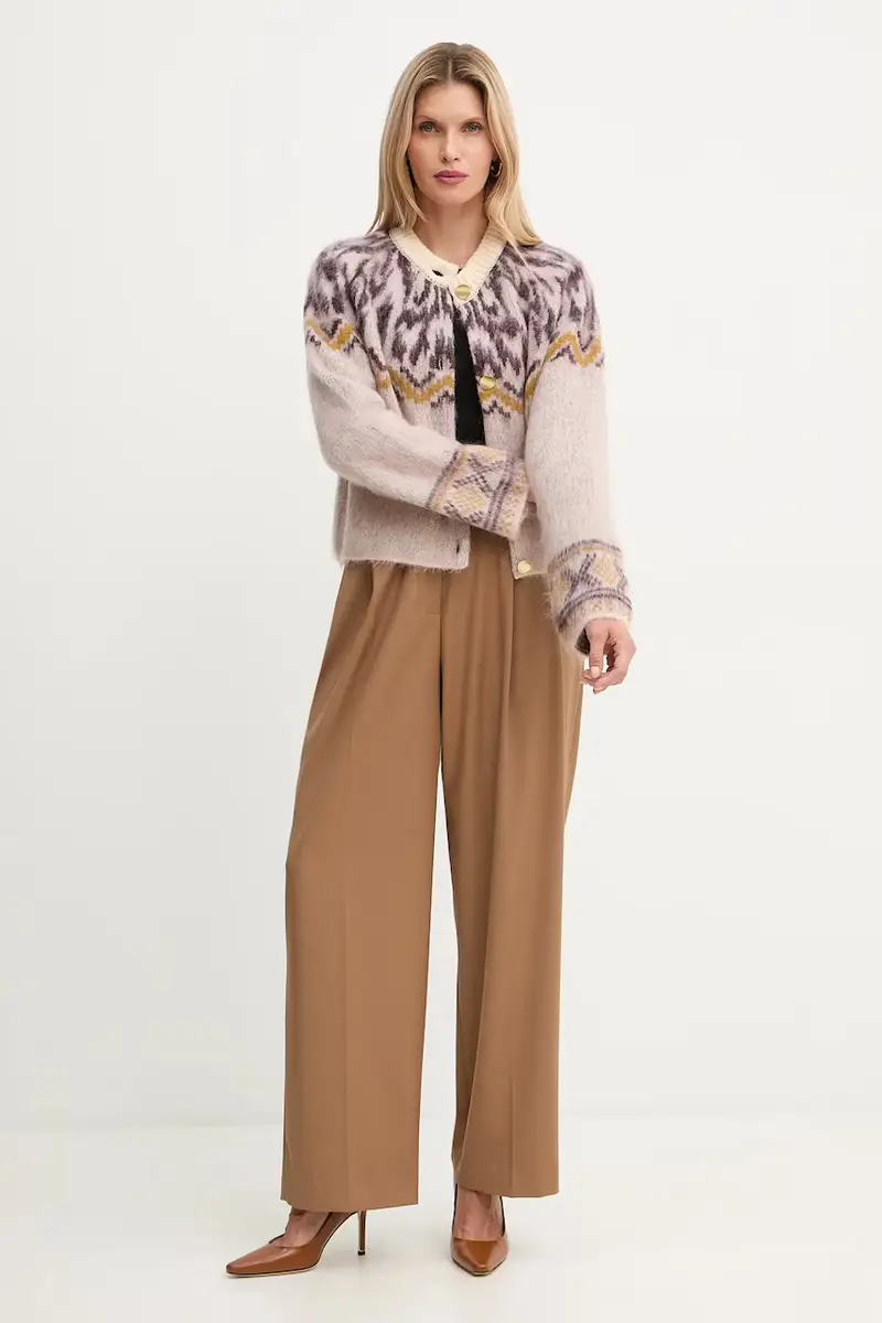 cardigan con lana colore beige 14459.myknit miniatura 2