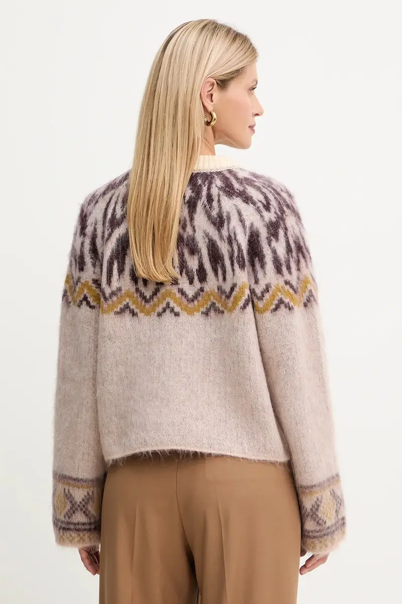 cardigan con lana colore beige 14459.myknit miniatura 3