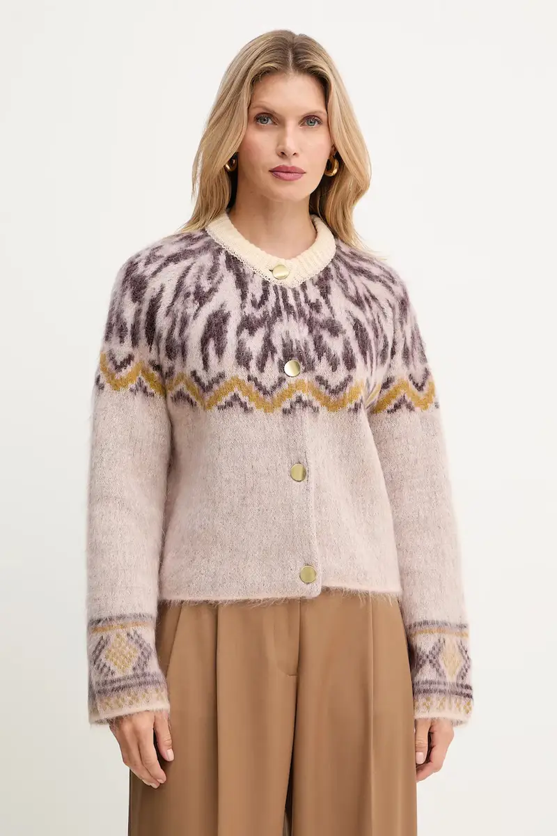 cardigan con lana colore beige 14459.myknit