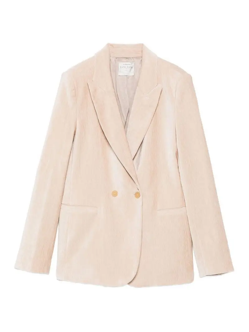 Giacca Doppiopetto in Velluto Beige