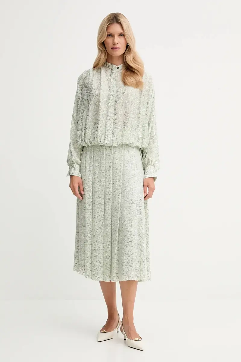 gonna con aggiunta di seta colore verde 14125.my.skirt miniatura 2