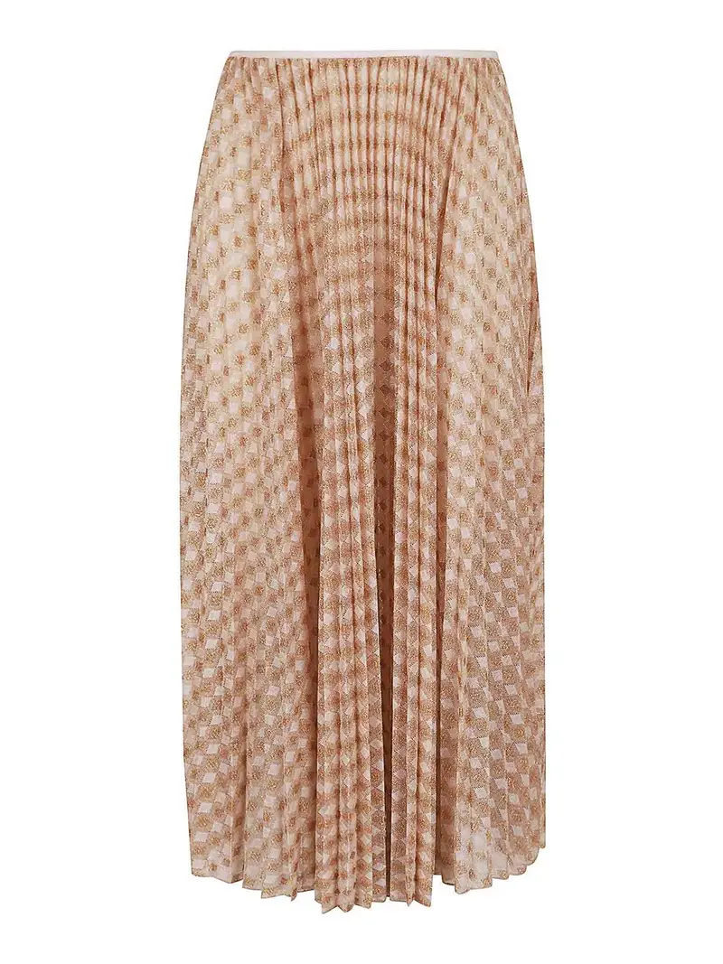 Gonna plissettata in jersey diamantato Bianco