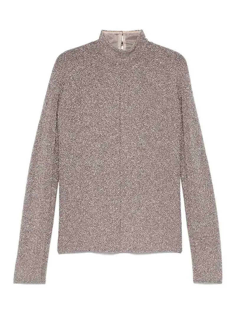 Maglia dolcevita in lurex Rosa Chiaro