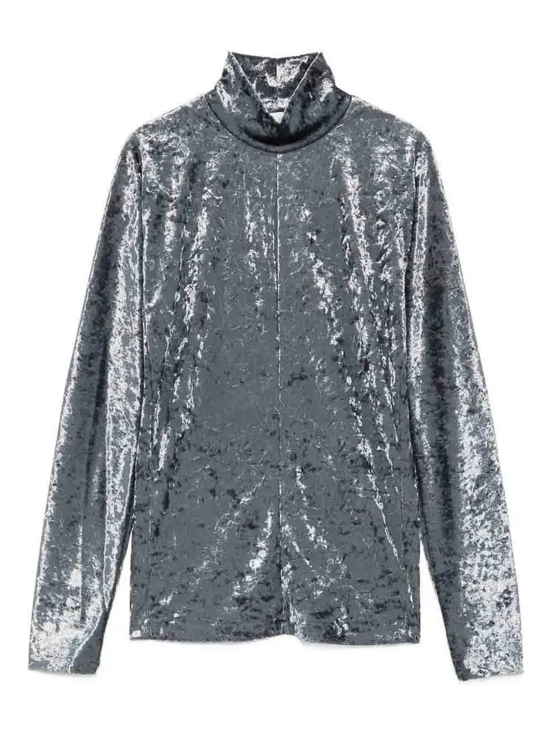 Maglione Dolcevita in Velluto Grigio