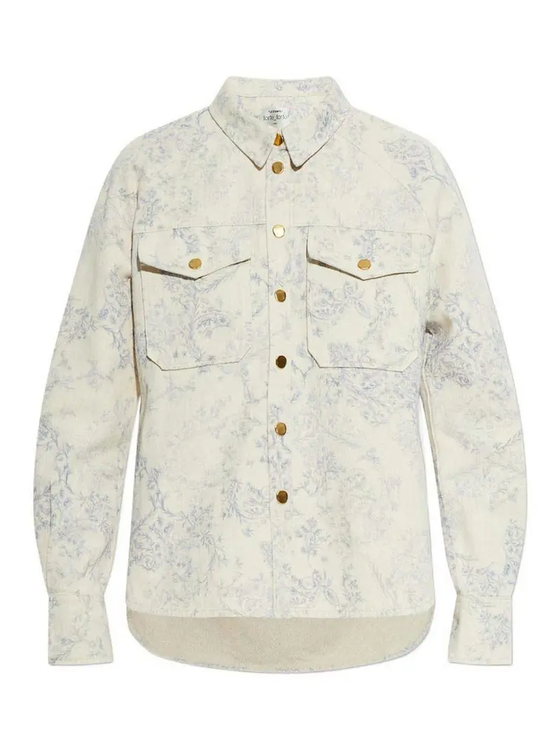 Overshirt in denim di cotone Metallico