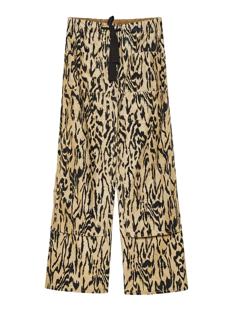 Pantalone Cargo Animalier Beige