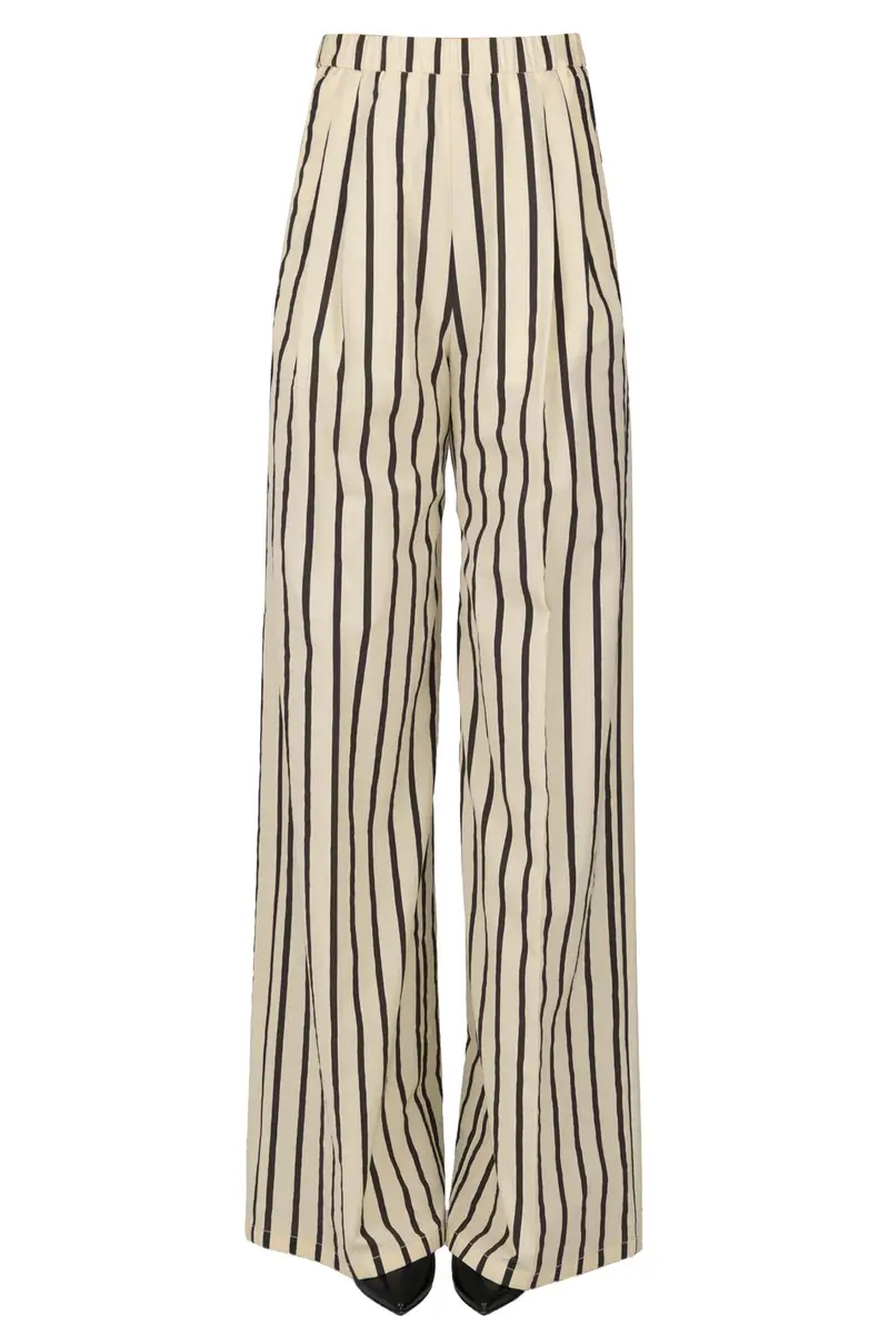 Pantaloni a righe Beige