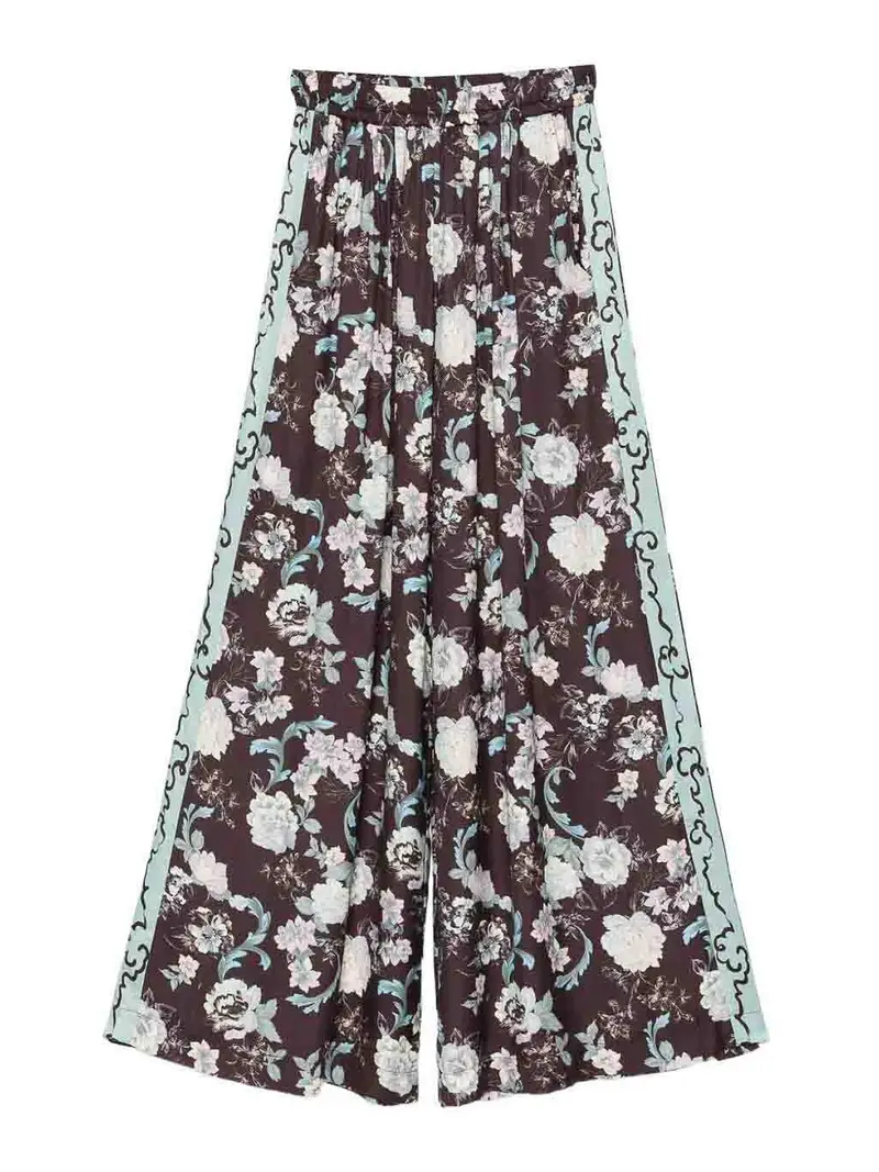 Pantaloni Ampi Fantasia Marrone