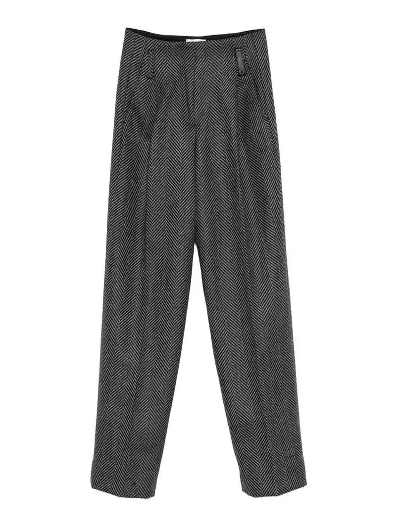 Pantaloni Grigi In Lana Grigio