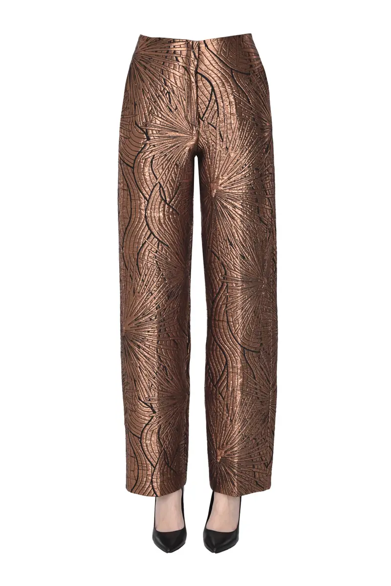 Pantaloni in tessuto jacquard Bronzo