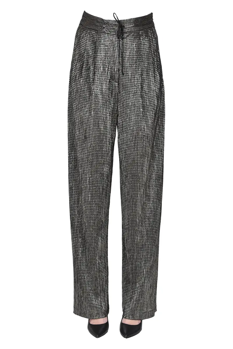 Pantaloni in tessuto jacquard con lurex Nero