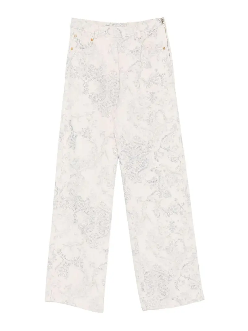 Pantaloni stampati floreali Metallico