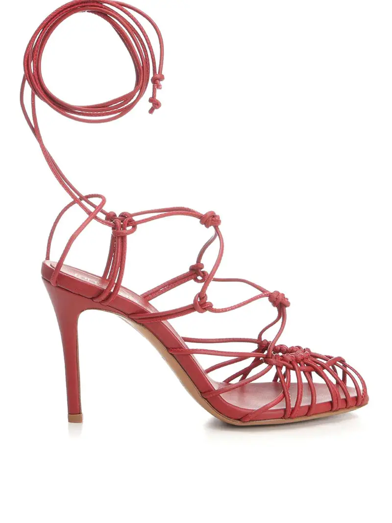 Sandali in pelle bianca Rosso