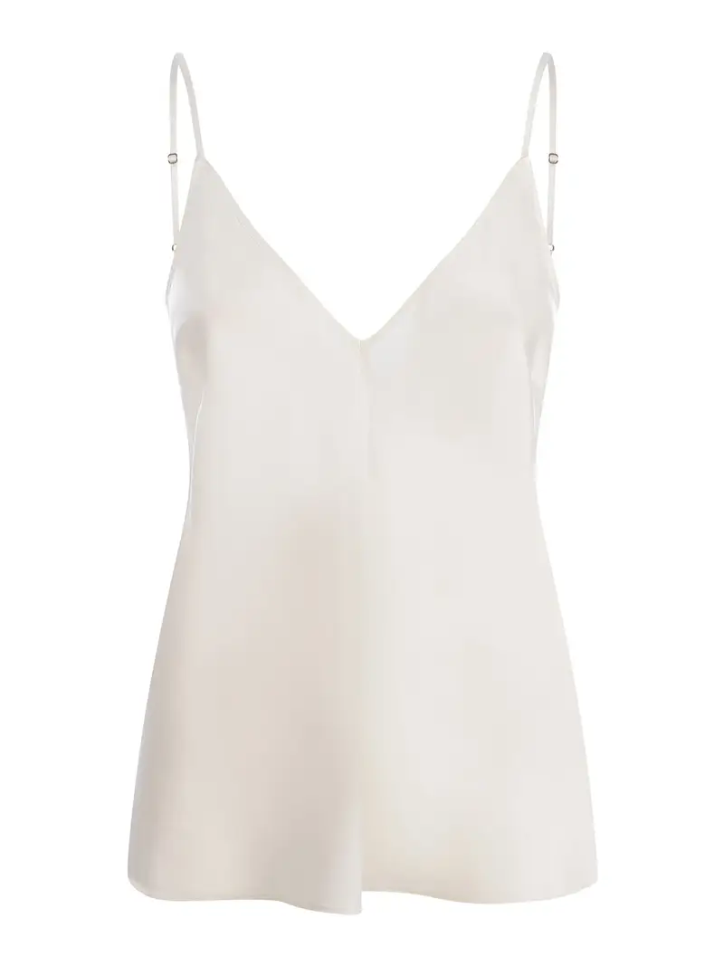 Top forte forte in raso di seta Bianco