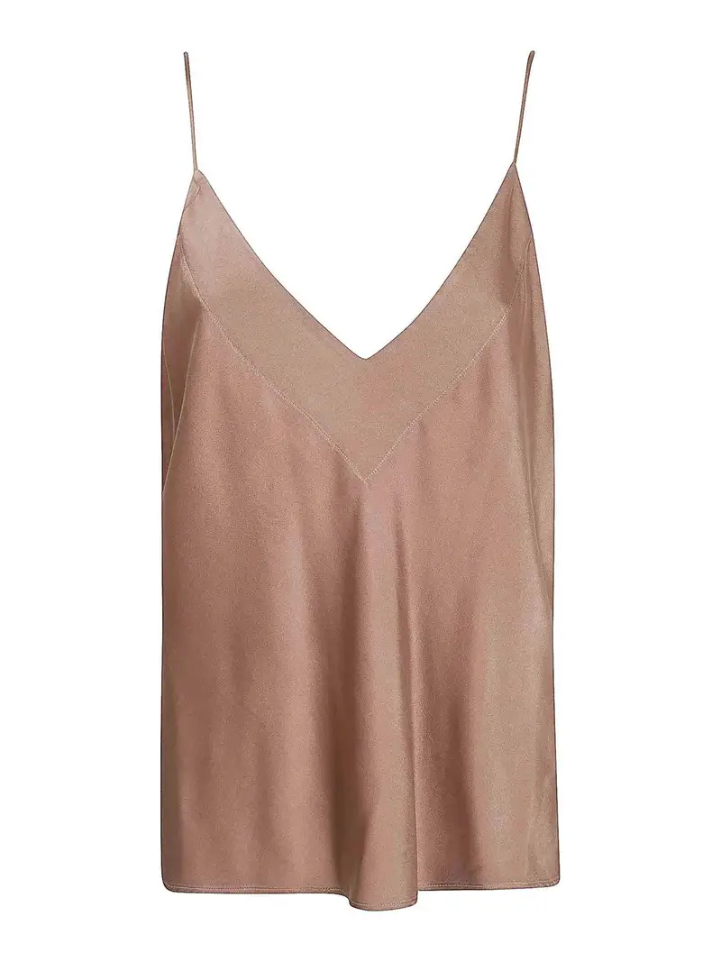Top sottoveste in raso di seta stretch lucido Rosa