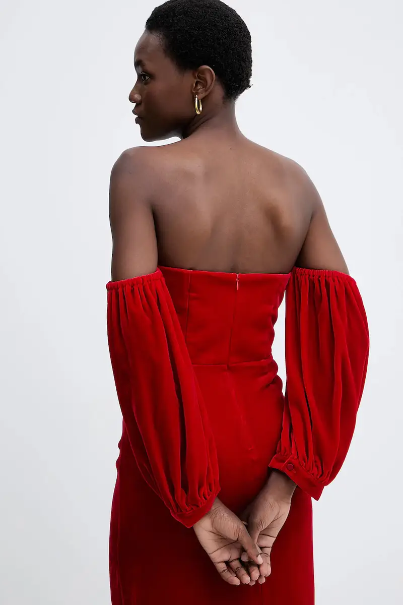 vestito con seta colore rosso 14350.mydress miniatura 4