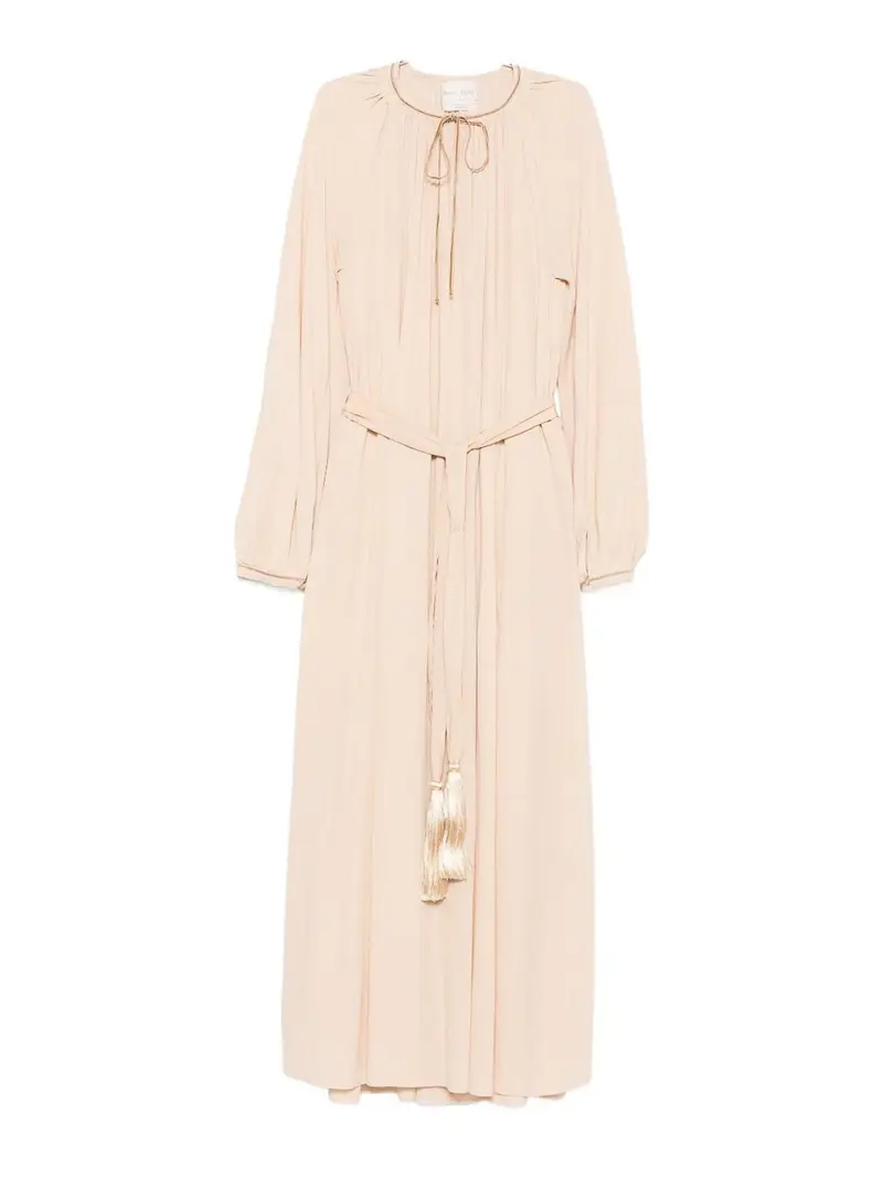 Vestito lungo in crÃªpe De Chine Beige