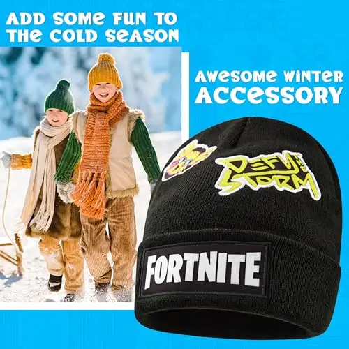 Fortnite Berretto Bambino Adolescente, Maglia Caldo Cappello Invernale, Accessori Invernali per Viaggi, Scuola, Regalo miniatura 3