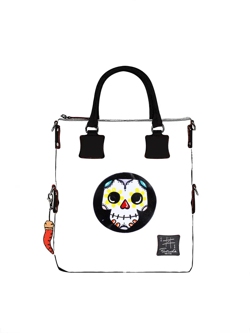 Borsa Dipinta Mano - Doodle Calavera