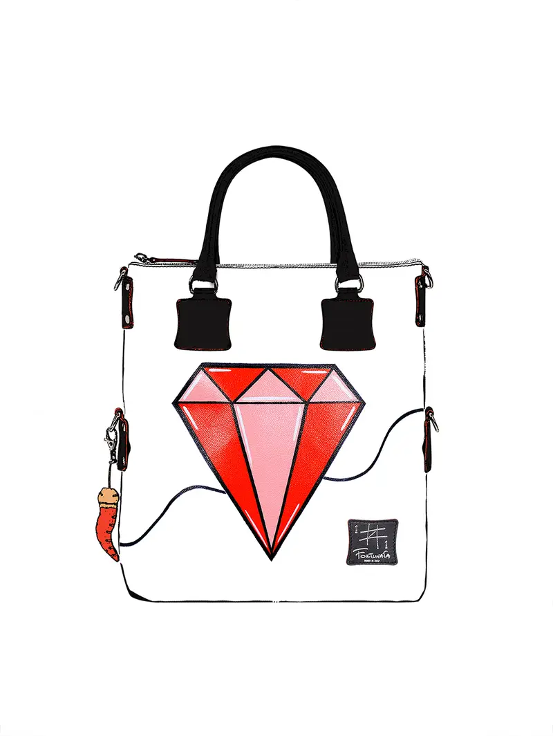 Borsa Dipinta Mano - Doodle Diamante Rosa