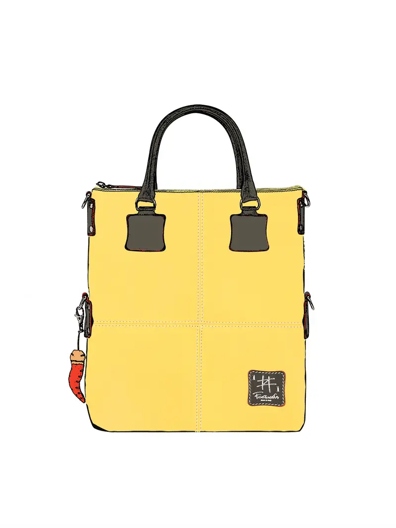 Borsa Grande Tote In Vera Pelle Gialla - Fatta Mano Giallo