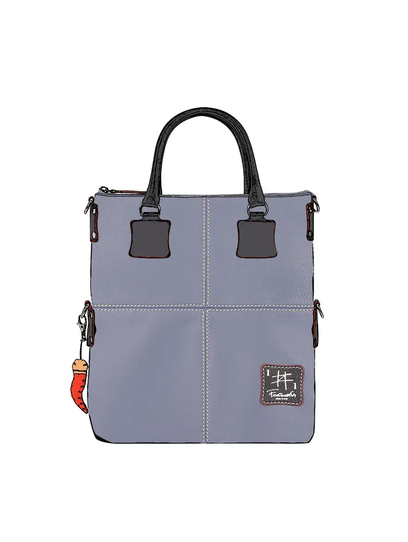Borsa Grande Tote In Vera Pelle Grigia - Fatta Mano Grigio