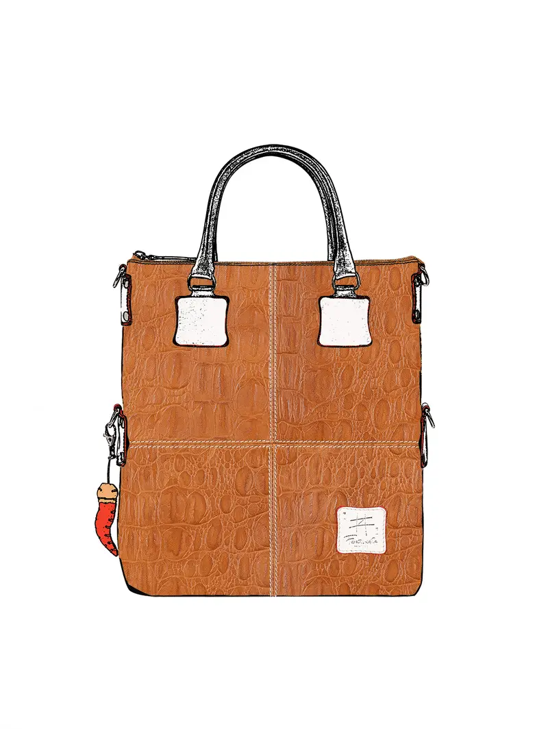 Borsa Grande Tote In Vera Pelle Marrone - Fatta Mano