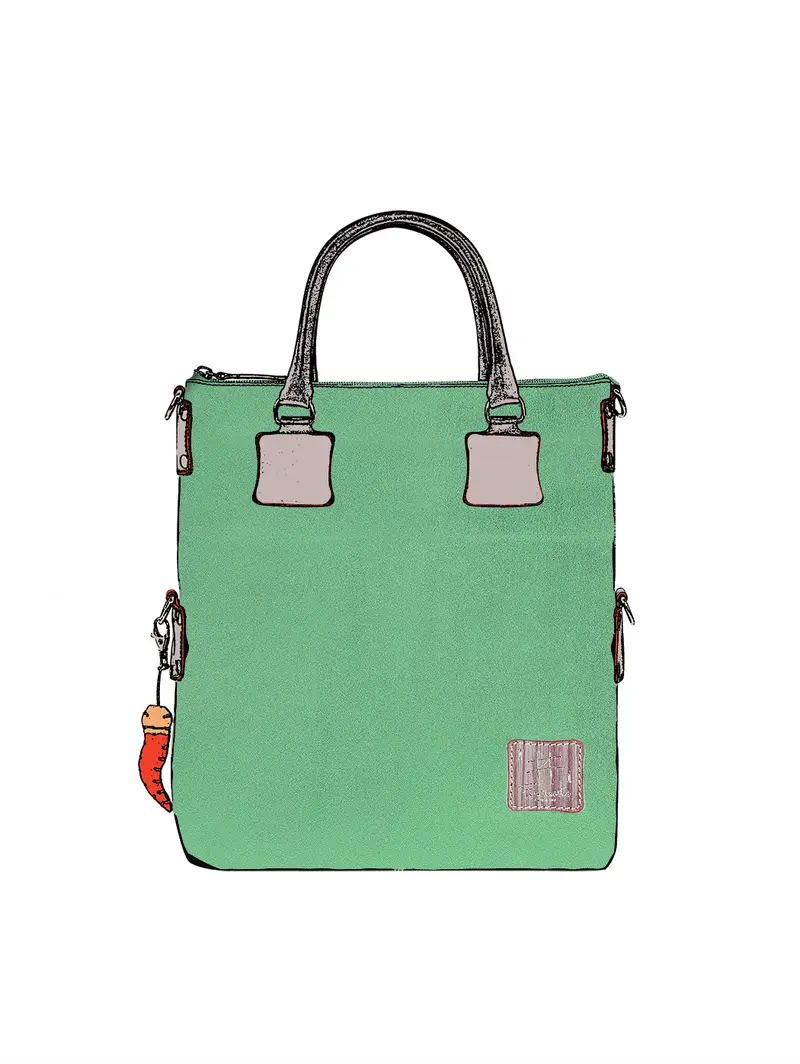 Borsa Grande Tote In Vera Pelle Verde - Fatta Mano