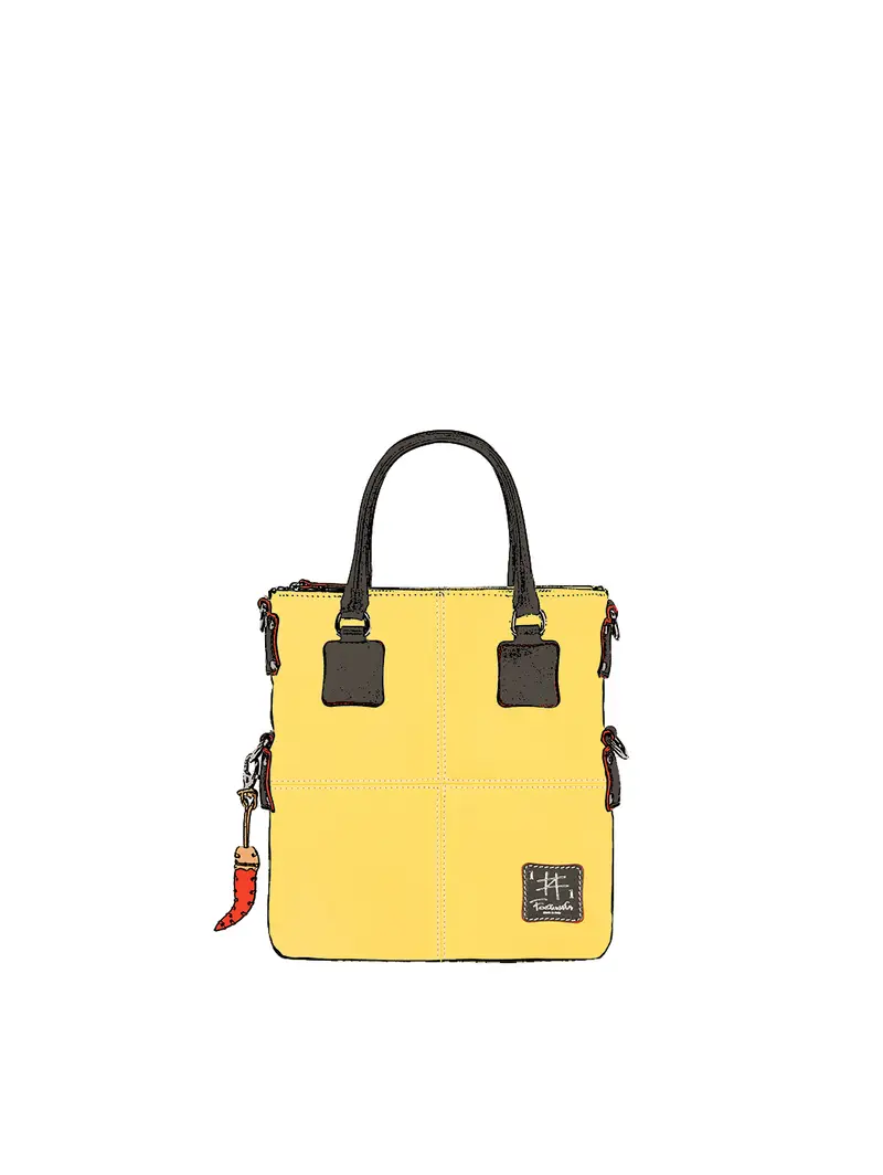 Borsa Mini Shopper Pelle Giallo Spalla Tracolla Rimovibile