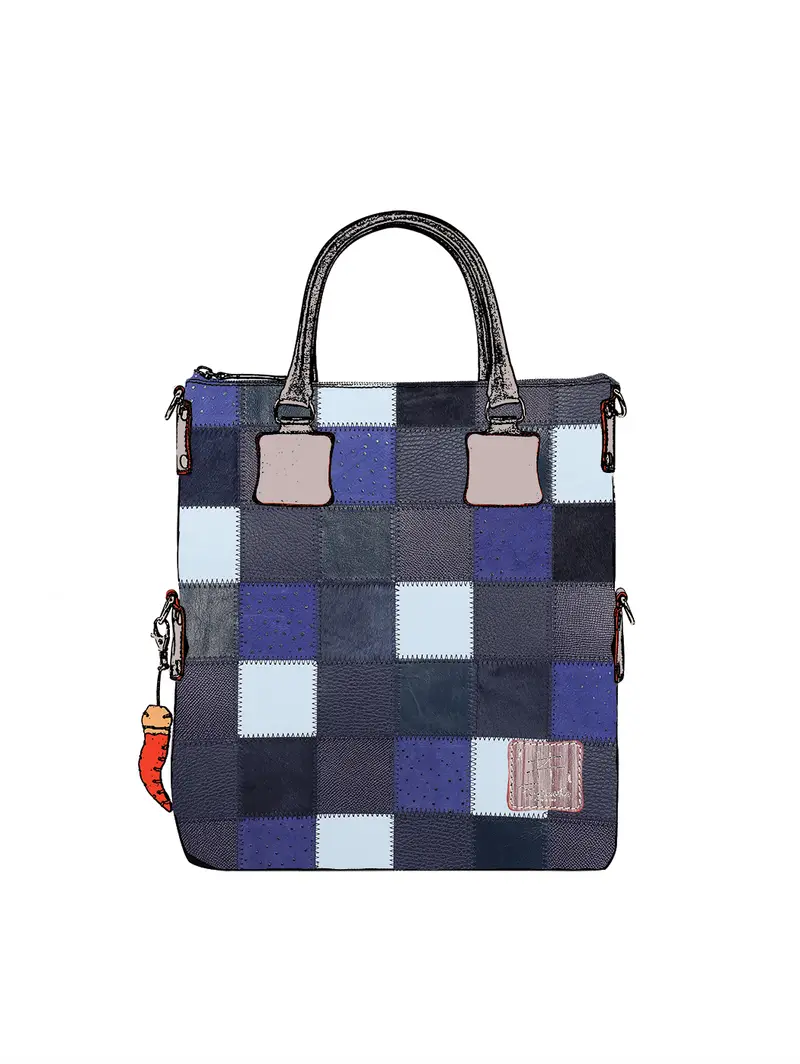 Borsa Patchwork Fatta Mano Blu