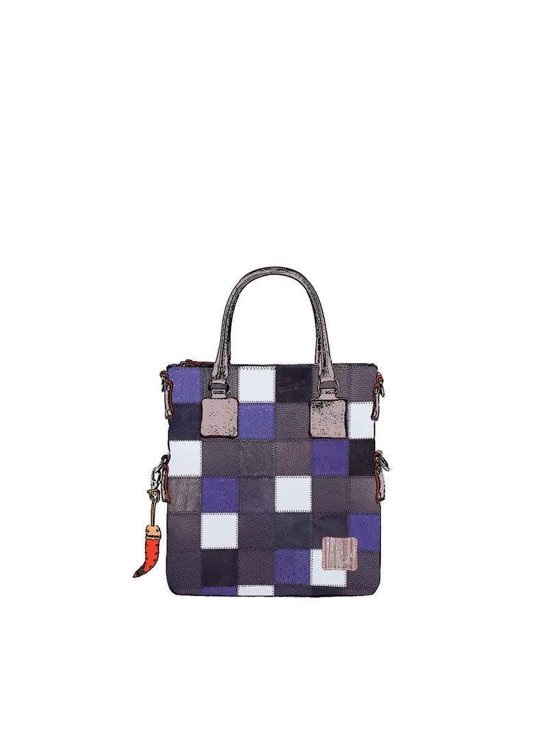 Mini Borsa Patchwork Blu Fatta Mano