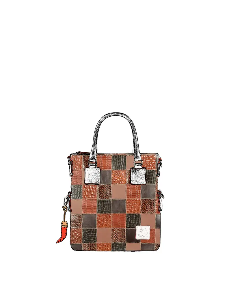 Mini Borsa Patchwork Marrone Fatta Mano