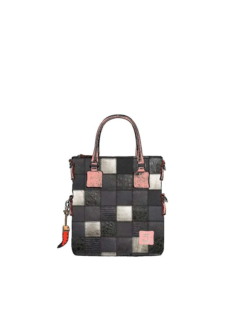 Mini Borsa Patchwork Nera Fatta Mano
