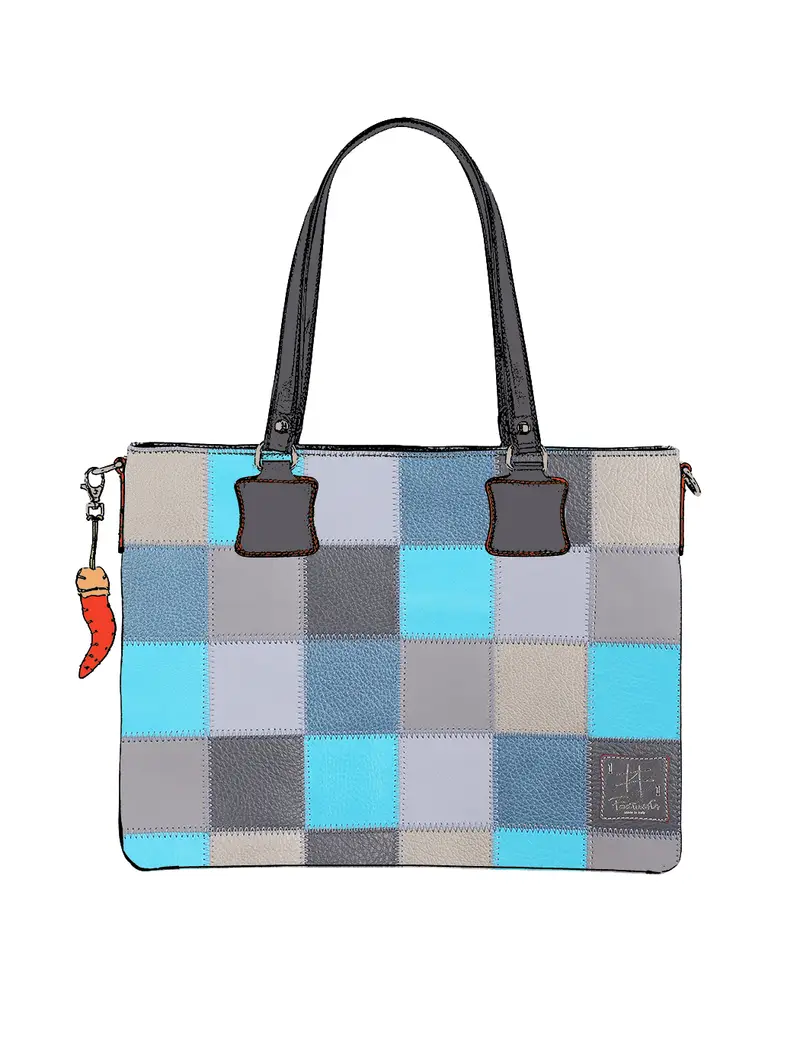 Shopper Patchwork - Celeste Azzurro