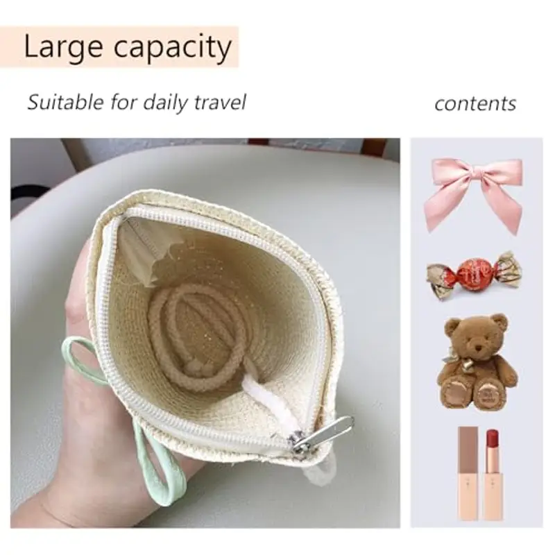 FOSDICK Borsetta Bambina, Borsa Tracolla Bambina con Tulipani, Carini Fiori Borsetta Ragazza, Boho Borsa Paglia Bambina, Borsette di Paglia Estive per Vacanze, Viaggi, Spiaggia, Regalo Ragazza miniatura 3