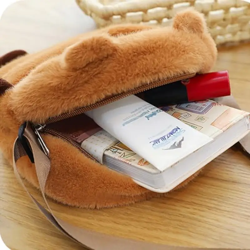 FOSDICK Capibara Peluche Borsetta Bambina con 10 Tatuaggi Temporanei, Carino Capibara Borsa Bambina, Borsetta Ragazza Capybara, Piccolo Borsa Ragazza, Borse a Tracolla Capybara, Regalo ragazza miniatura 2