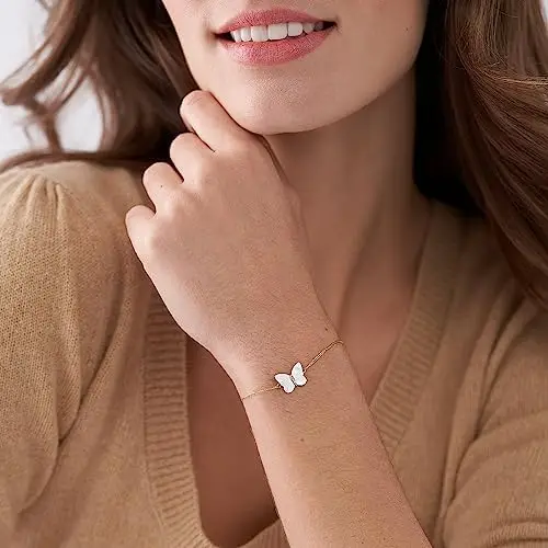 Fossil Bracciale a catena sottile da donna in acciaio inox con chiusura a moschettone, Bianco e oro giallo miniatura 2