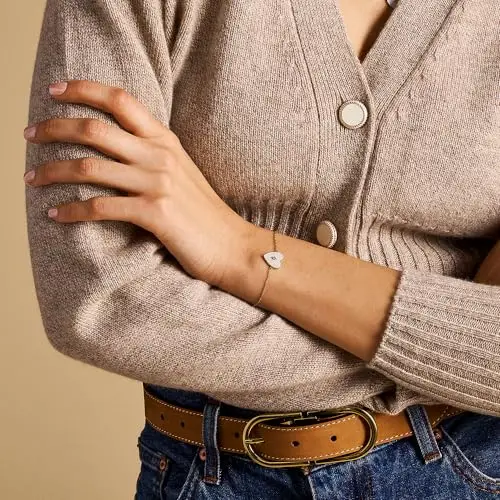 Fossil Bracciale a catena sottile da donna in acciaio inox con chiusura a moschettone, Giallo oro miniatura 3