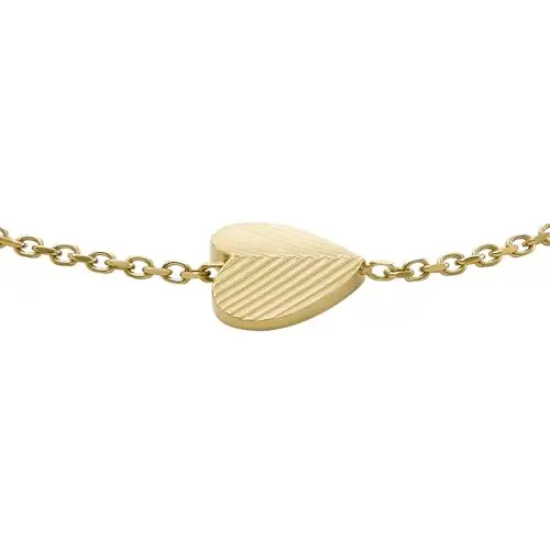 Fossil Bracciale a catena sottile da donna in acciaio inox con chiusura a moschettone, Oro chiaro miniatura 2