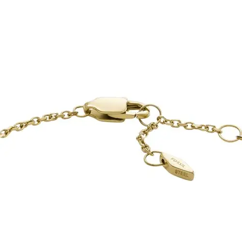 Fossil Bracciale a catena sottile da donna in acciaio inox con chiusura a moschettone, Oro chiaro miniatura 3