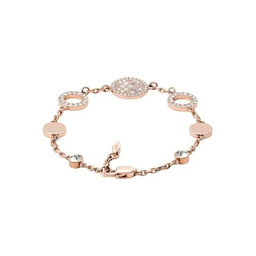 Fossil Bracciale a catena sottile da donna in acciaio inox con chiusura a moschettone, Oro del raccolto miniatura 3