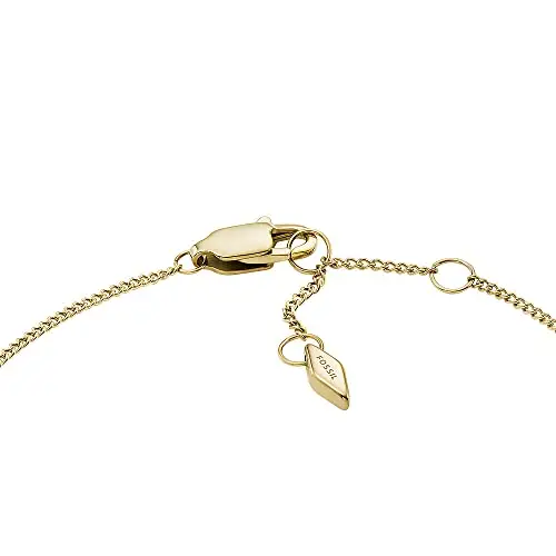 Fossil Bracciale a catena sottile da donna in acciaio inox con chiusura a moschettone, Oro e blu miniatura 3