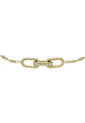 Fossil Bracciale a catena sottile da donna in acciaio inox con chiusura a moschettone, Oro lucido miniatura 3