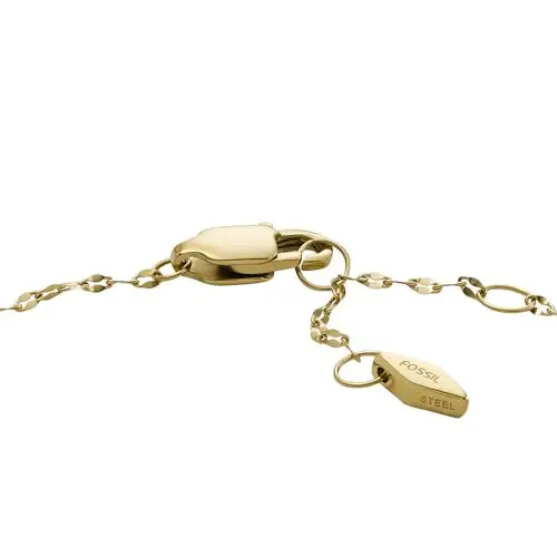 Fossil Bracciale a catena sottile da donna in acciaio inox con chiusura a moschettone, Oro pallido miniatura 3
