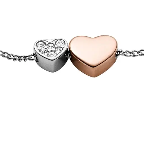 Fossil Bracciale a catena sottile da donna in acciaio inox con chiusura a moschettone, Tono argento Rosa miniatura 3