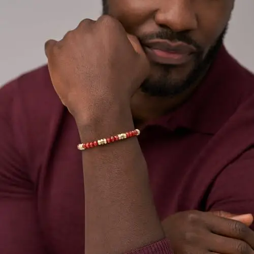 Fossil Bracciale da Uomo, Acciaio Inossidabile, L: 220 mm, L: 6 mm, Rossa miniatura 2