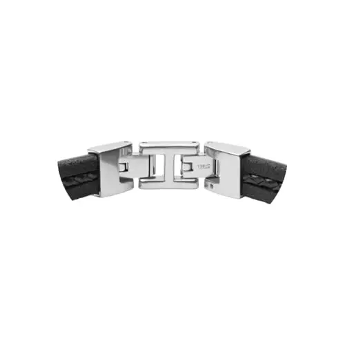 Fossil Bracciale da Uomo, Bracciale con Cinturino in Pelle, Lunghezza Interna 20 cm, Altezza 9 mm, Nero miniatura 3